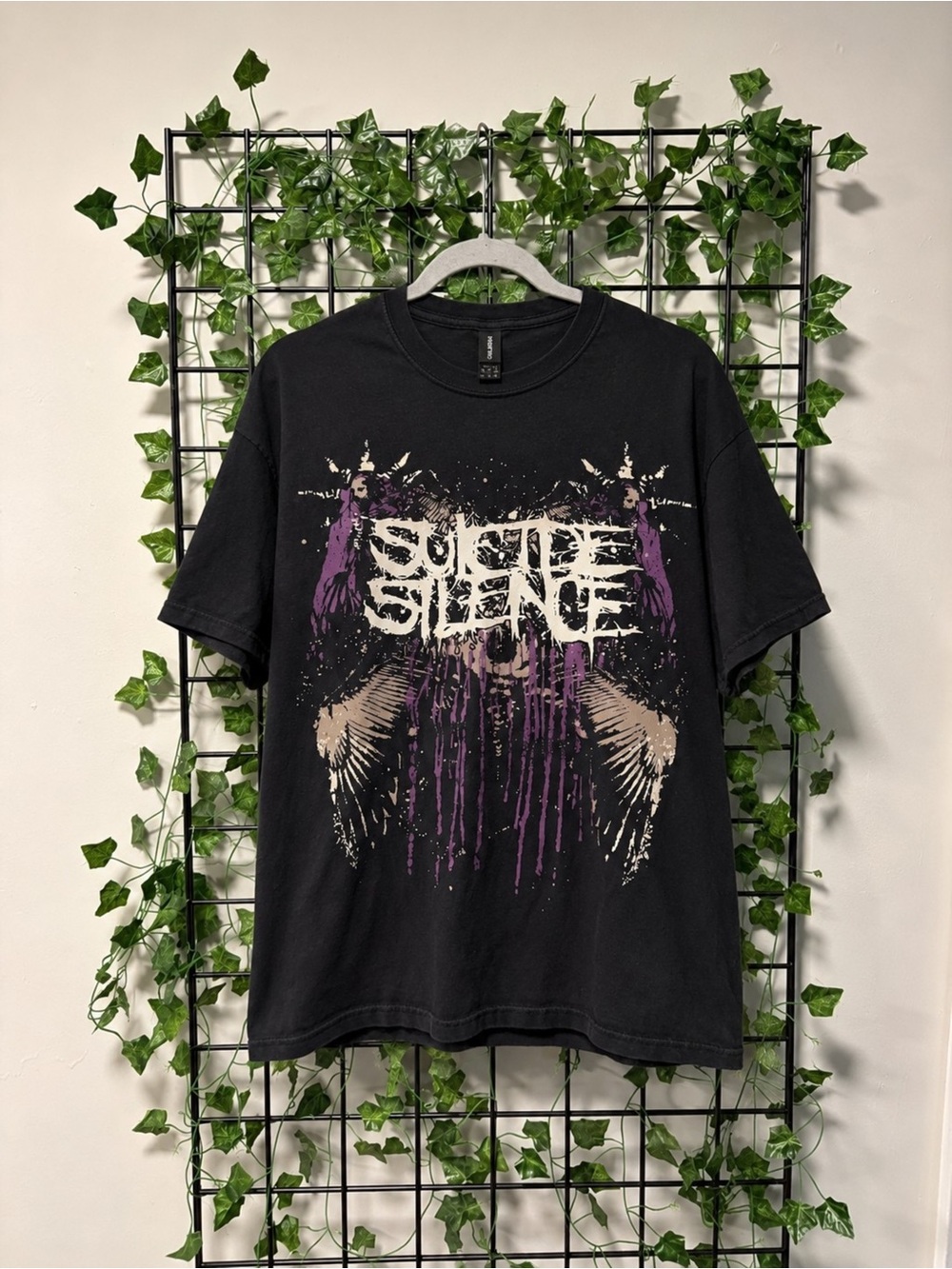 Suicide Silence Purple Graphic T-Shirt Black Unisex via